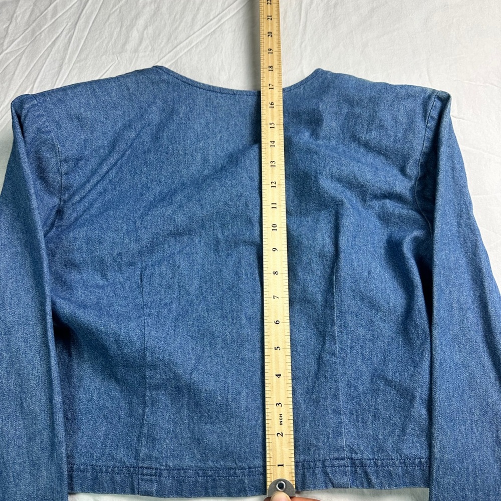 💙✨ Vintage Cropped Denim‎ Jacket Gold Buttons 80s 90s Chic ✨💙 - Picture 9 of 11